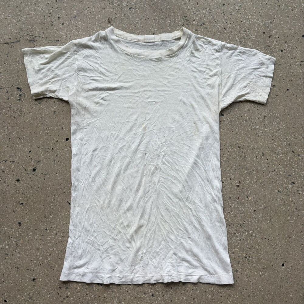 Vintage 60s BVD White Stenciled Blank T-Shirt